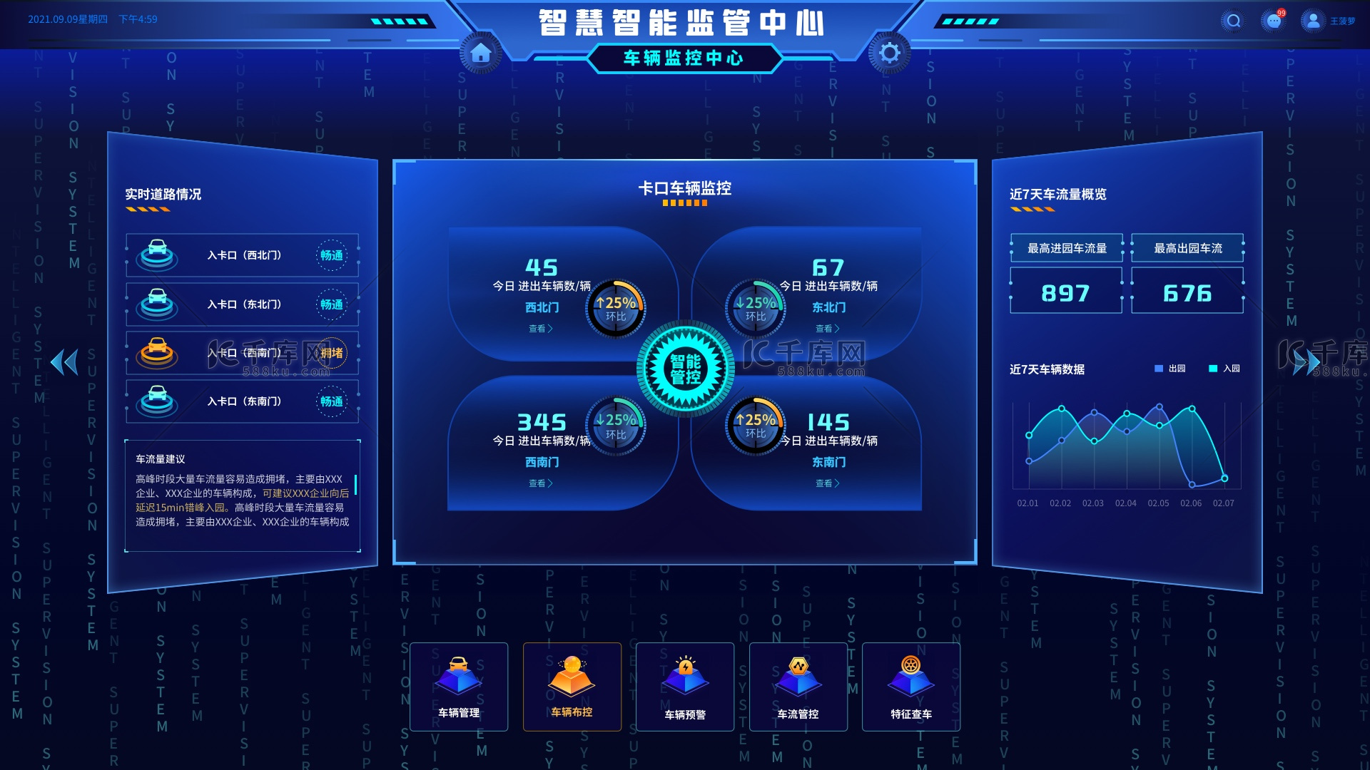 大数据可视化蓝色科技监管后台