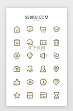 黄色系线框风格通用app icon