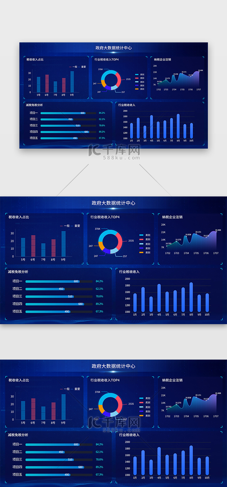 深蓝色简约大气政府大数据统计中心