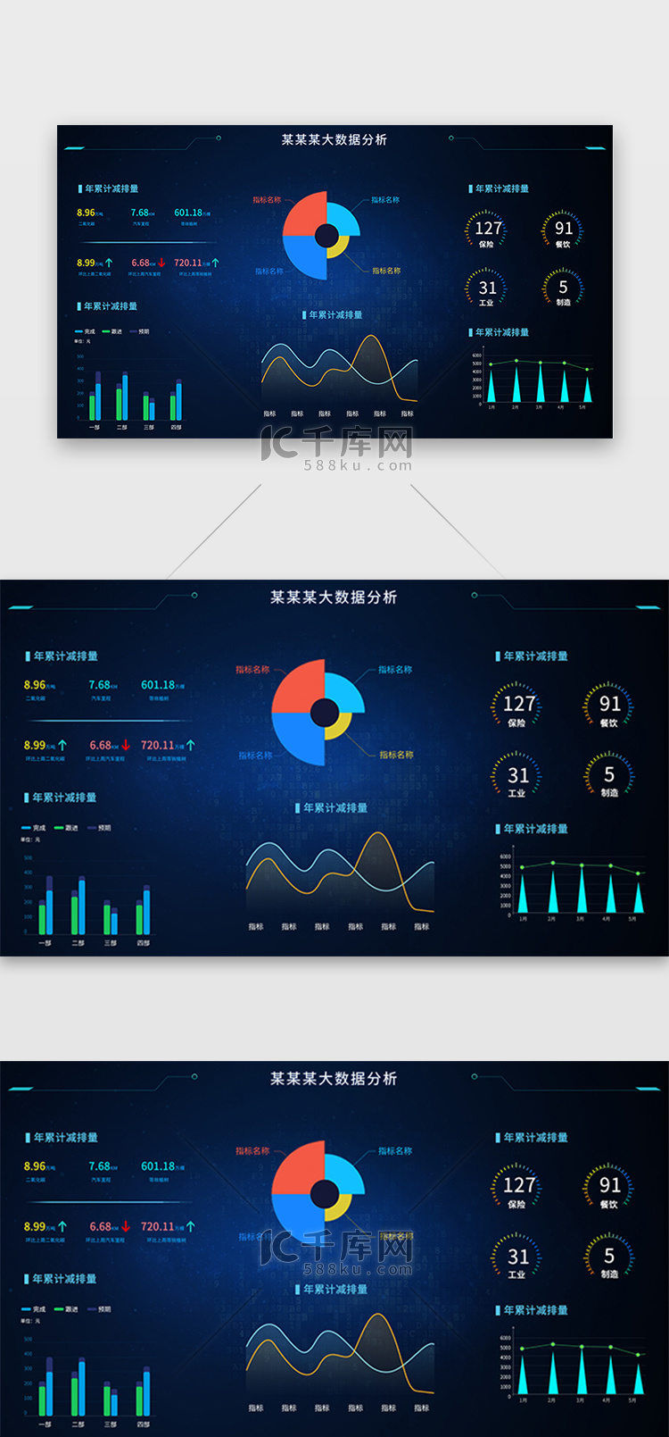 深蓝色简约大气节能减排大数据界面