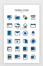 原创线面结合常用系统图标icon