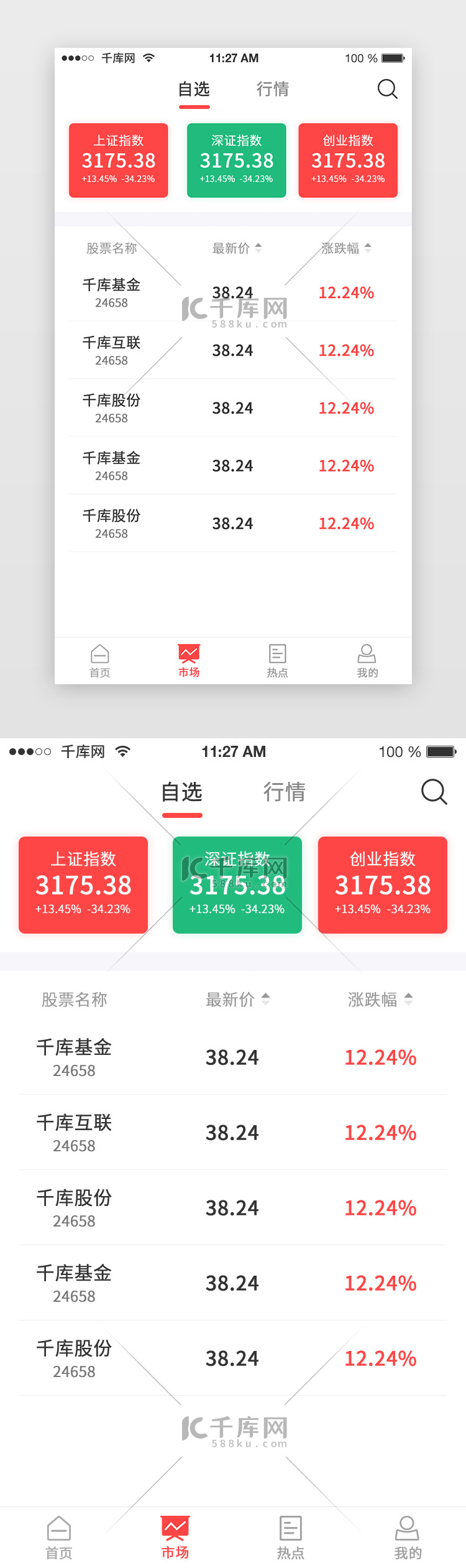 红色大气金融理财股票APP市场自选