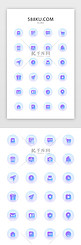 电商类app图标发光果冻蓝紫色、多色渐变毛玻璃