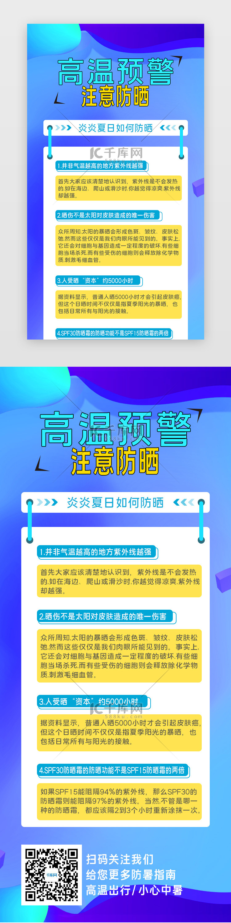 简约高温预警注意防晒宣传H5海报