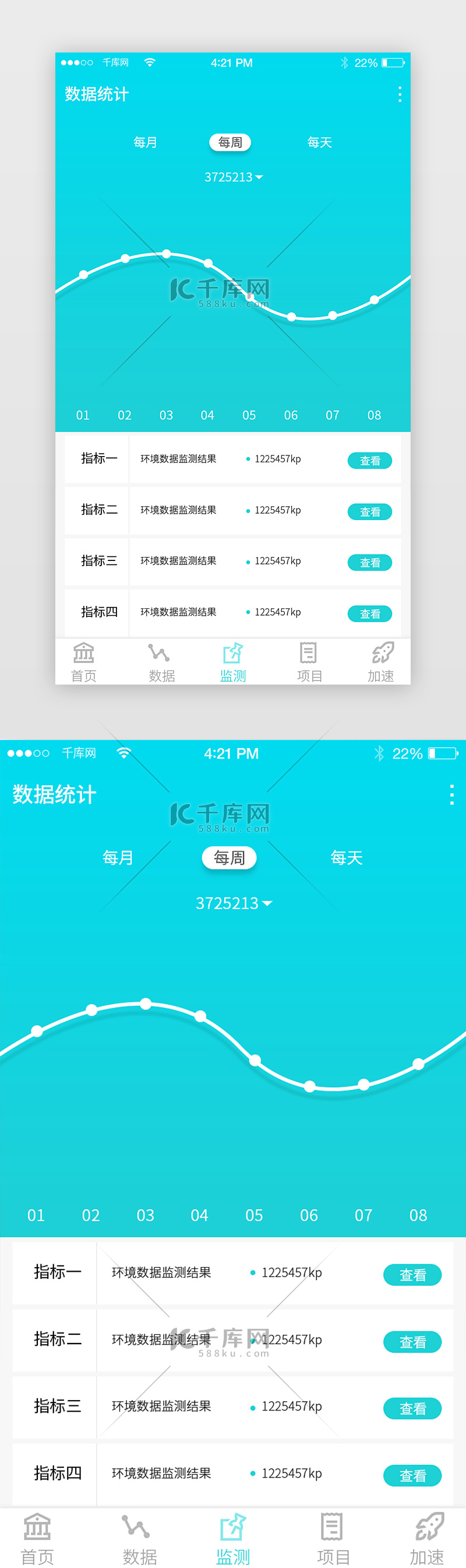 绿色简约app可视化数据中心界面