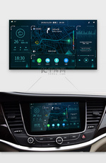 科技蓝色扁平化车载界面