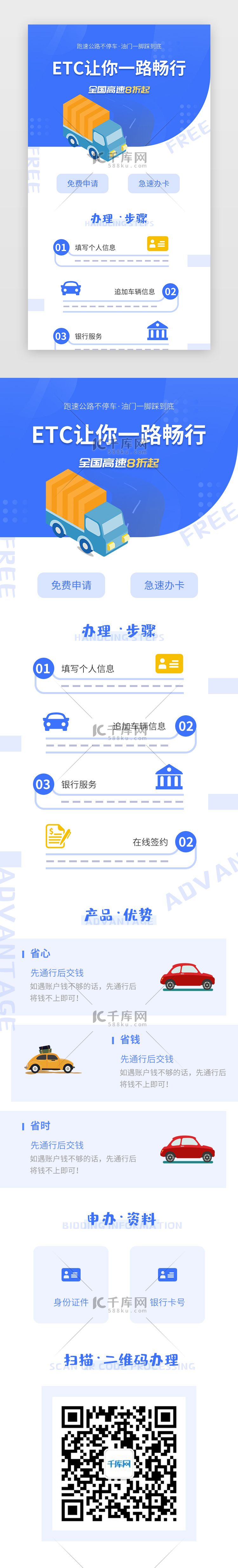 蓝色系通用简约ETC办卡H5页面