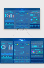 蓝色科技风政府数据可视化网页