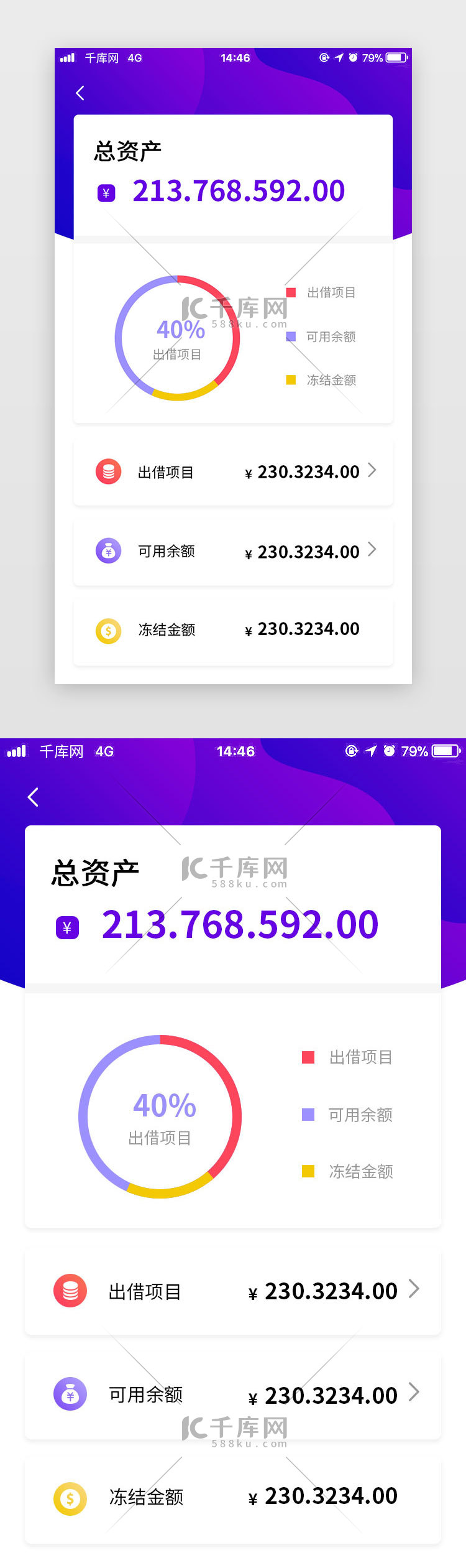 金融APP总资产页面