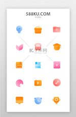 教育icon渐变多色教育图标