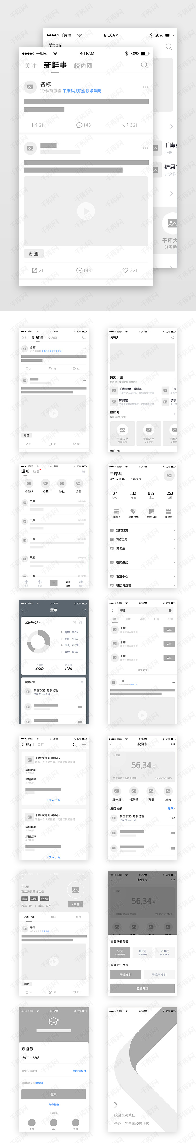 校园社区交友app原型图